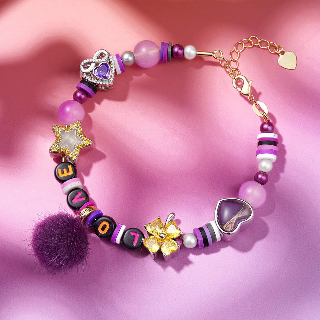 Gnoce Halloween Letter DIY Purple Bead & Box with Two Bracelets_4