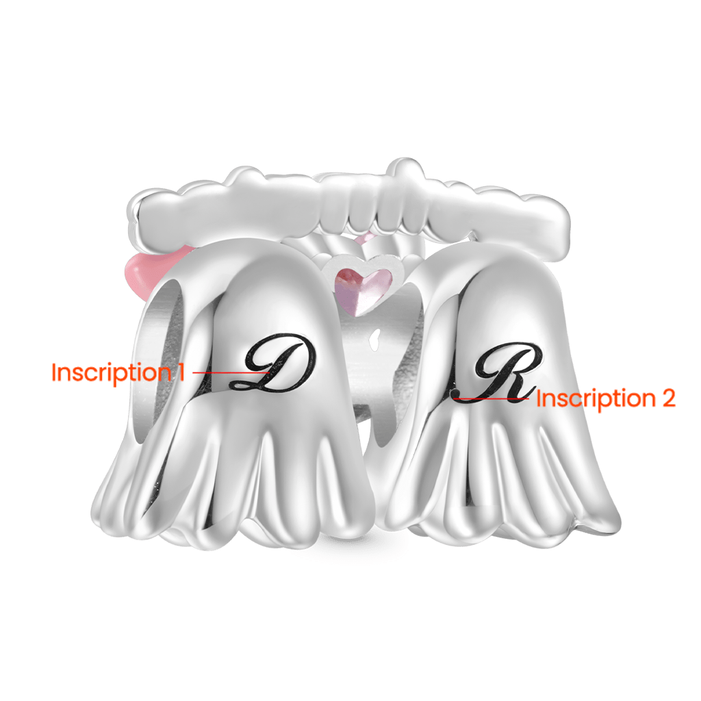 Gnoce Hand-in-Hand Ghost Soulmate Heart Engravable Charm_2