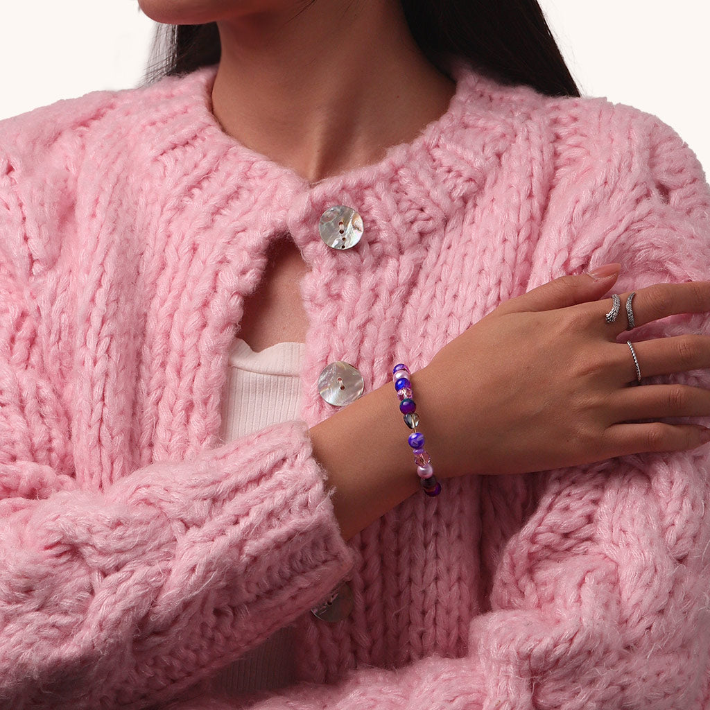 Gnoce Crystal Purple Glass DIY Beaded Bracelet_5