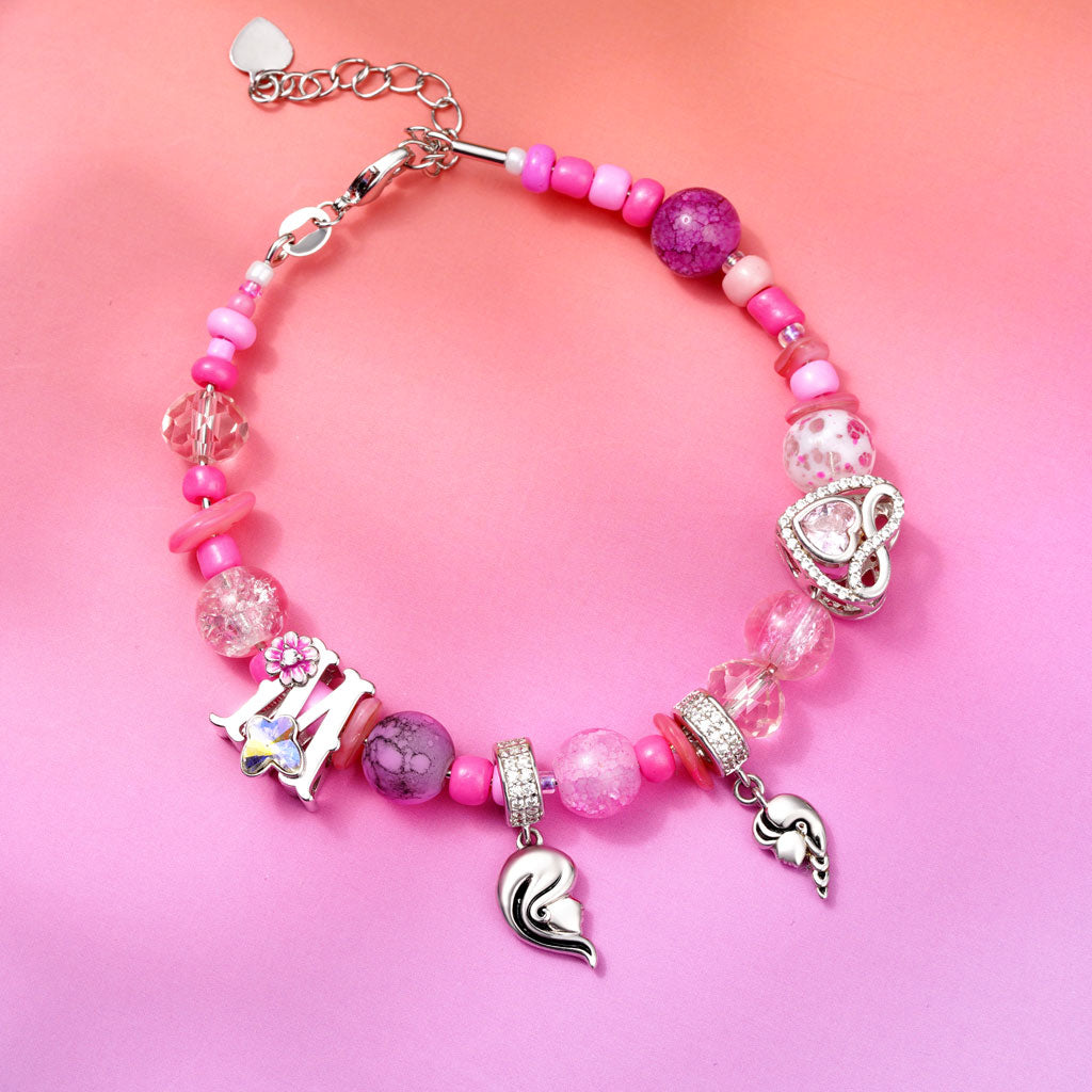 Gnoce DIY Pink Cracked Glass Beaded Bracelet_4