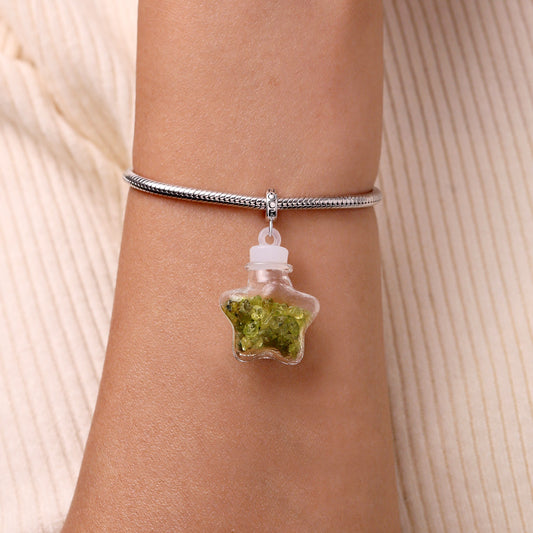 Gnoce Natural Peridot Star Bottle Pendant Dangle Charm_5