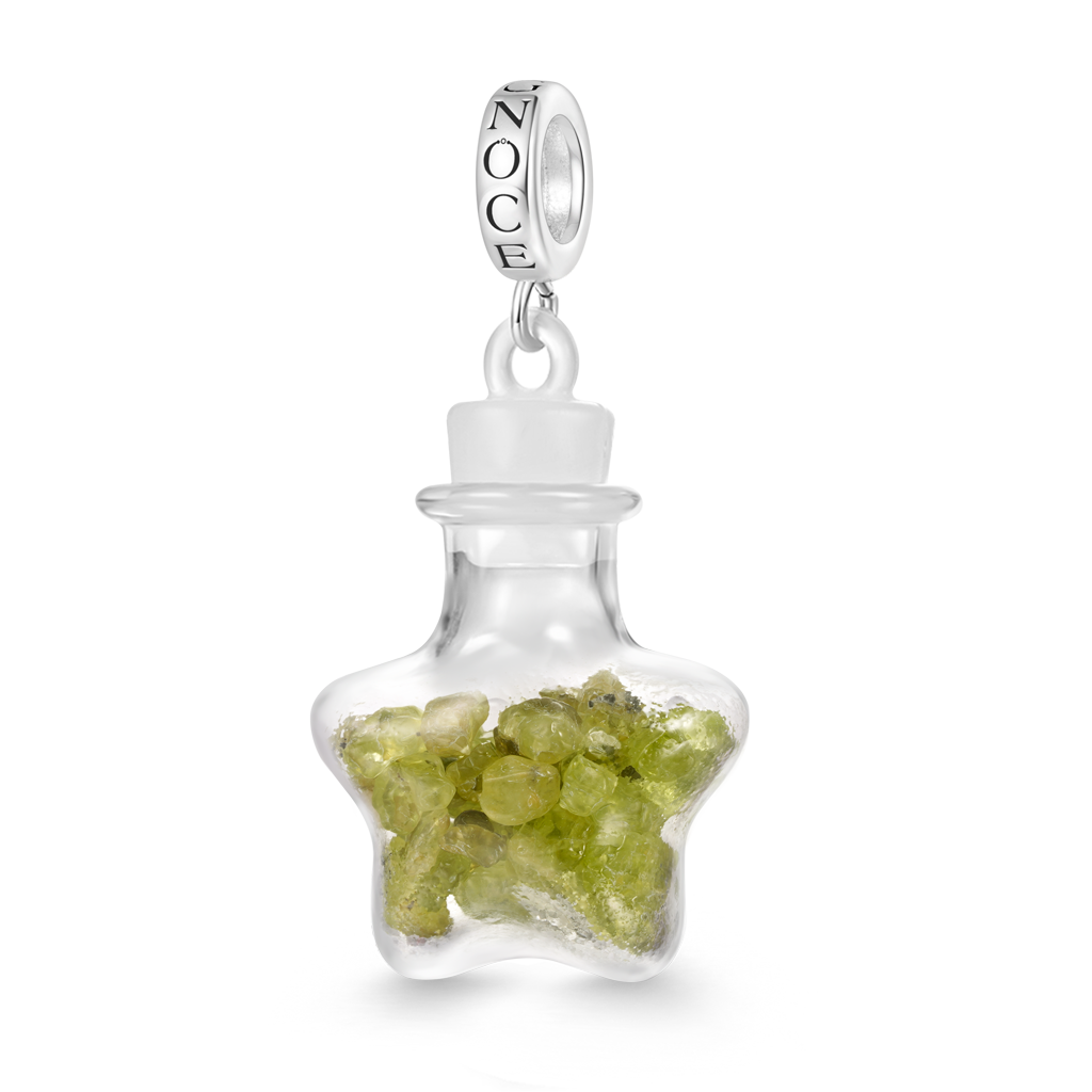 Gnoce Natural Peridot Star Bottle Pendant Dangle Charm_1