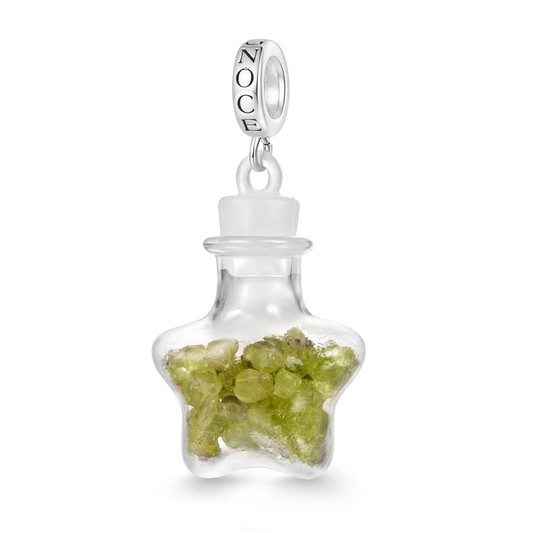Gnoce Natural Peridot Star Bottle Pendant Dangle Charm_1