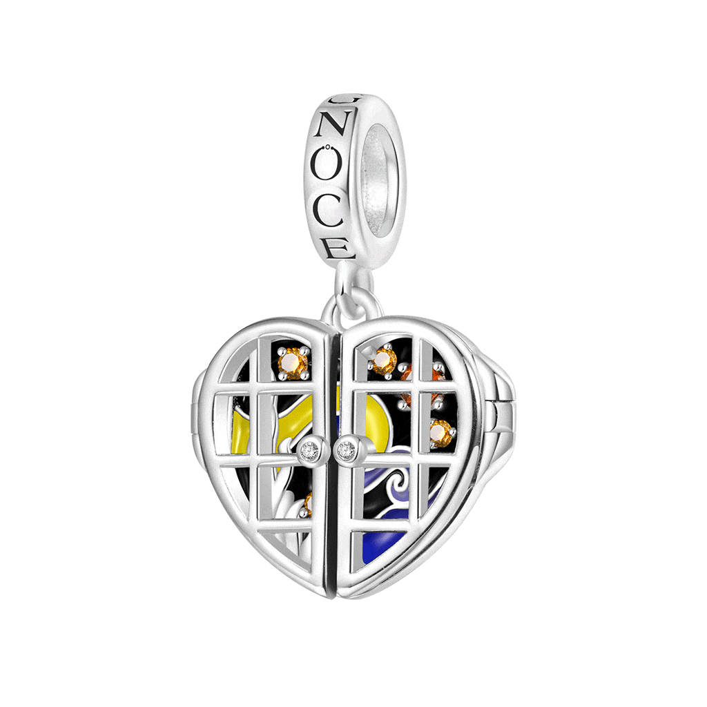 Gnoce Openable Heart Window & Glow-in-the-Dark Galaxy Pendant Dangle Charm_2