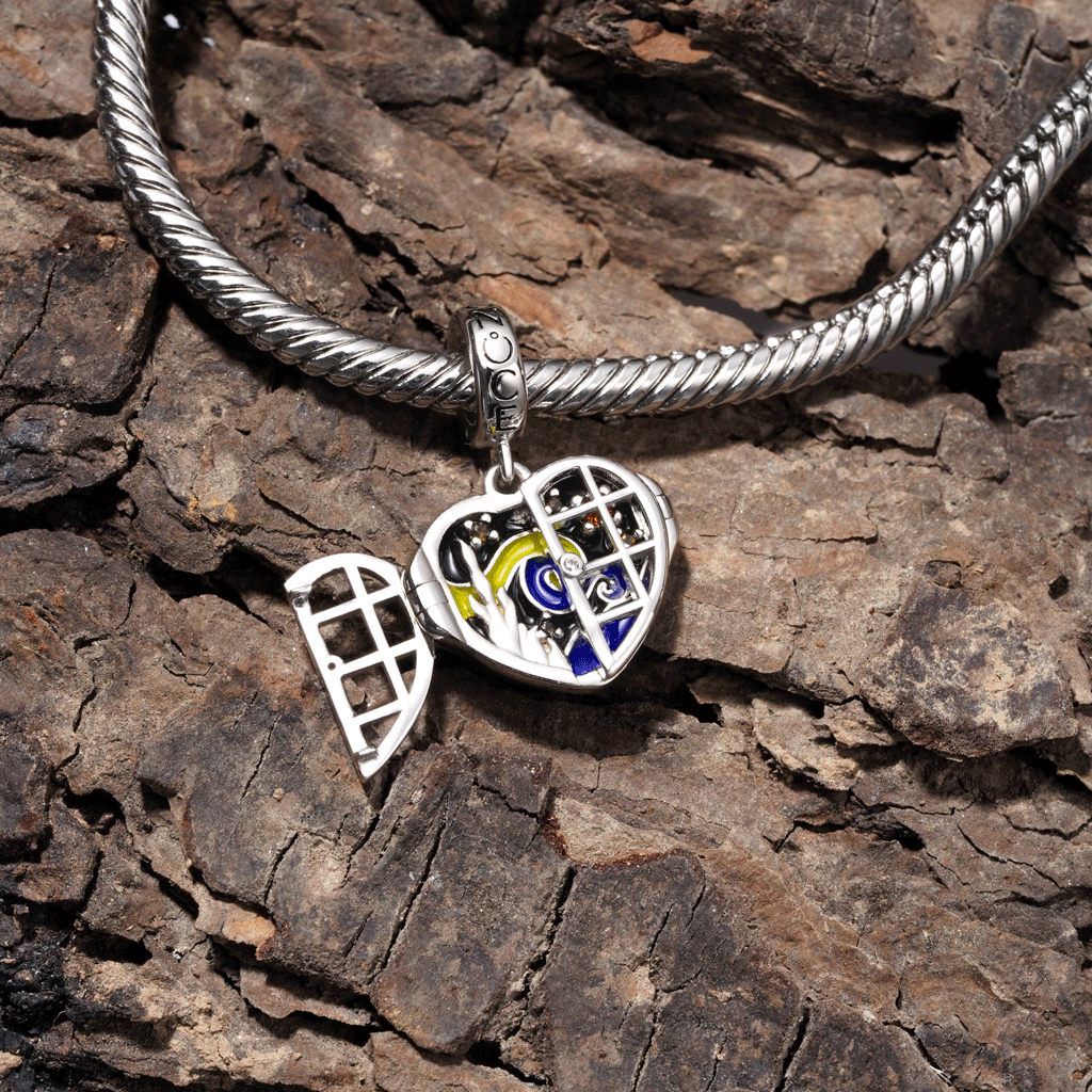 Gnoce Openable Heart Window & Glow-in-the-Dark Galaxy Pendant Dangle Charm_5