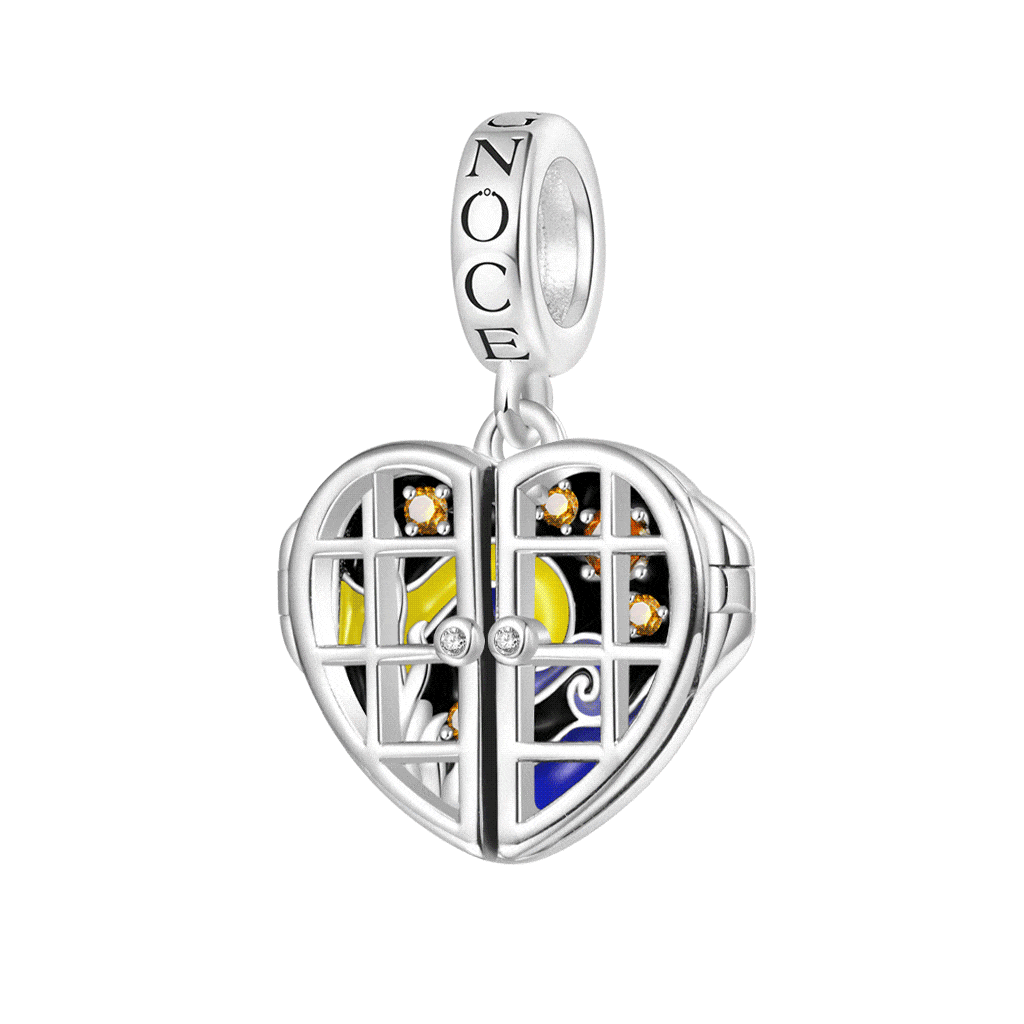 Gnoce Openable Heart Window & Glow-in-the-Dark Galaxy Pendant Dangle Charm_1