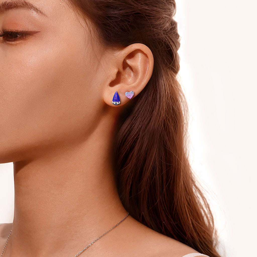 Gnoce Trolls Branch Heart Mismatched Stud Earrings_4