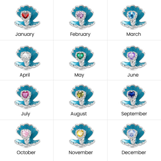 Gnoce Shell Heart Birthstone Charm_7