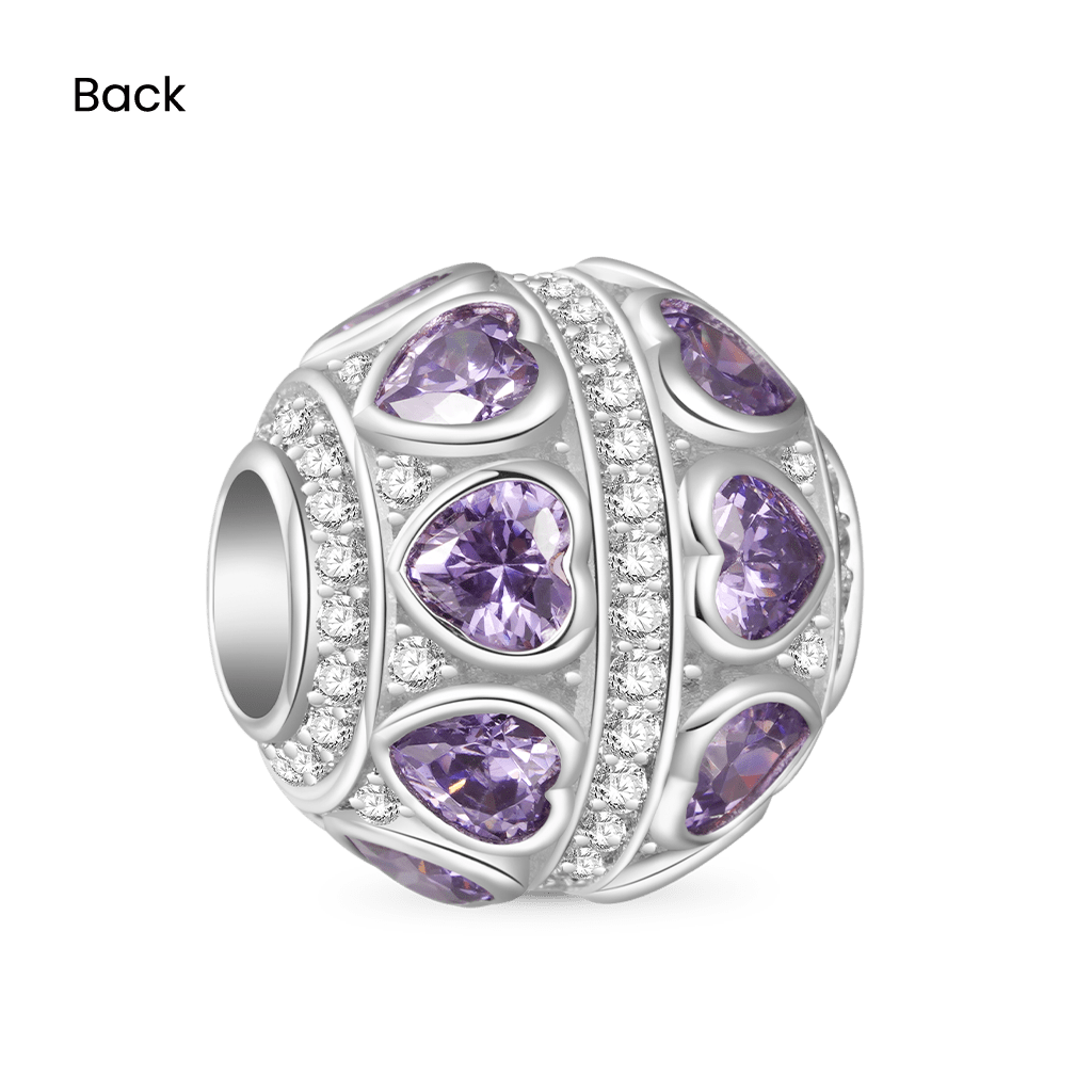 Gnoce Love Yourself Inlaid with Heart-shaped Birthstone Round Charm_2