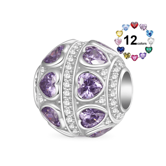 Gnoce Love Yourself Inlaid with Heart-shaped Birthstone Round Charm_1