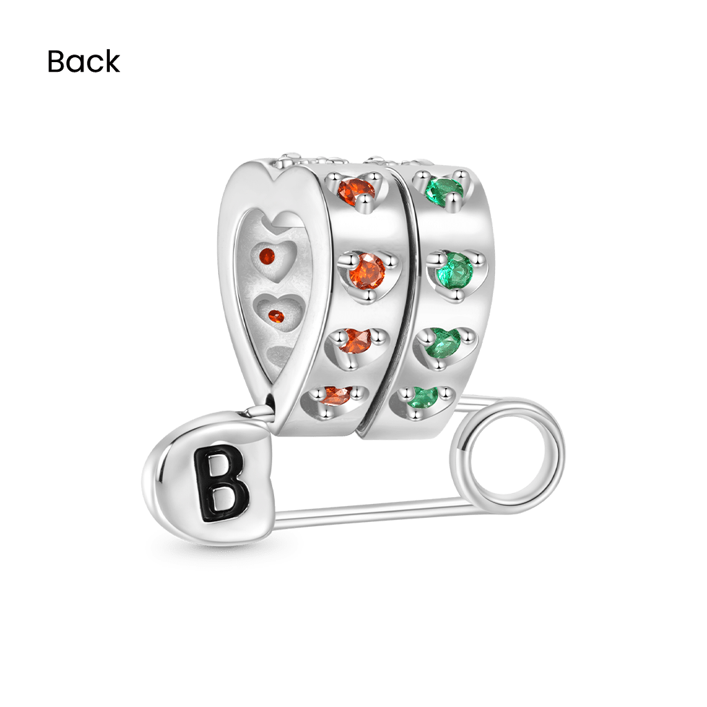 Gnoce Personalized Letter Pin Heart Birthstone Charm_3