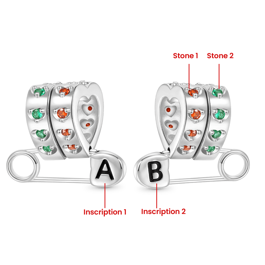Gnoce Personalized Letter Pin Heart Birthstone Charm_2