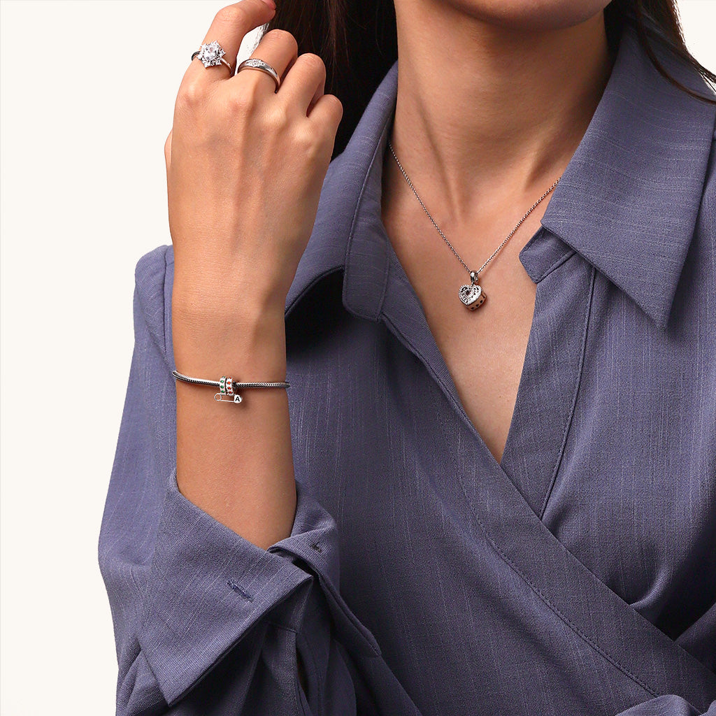 Gnoce Personalized Letter Pin Heart Birthstone Charm_5