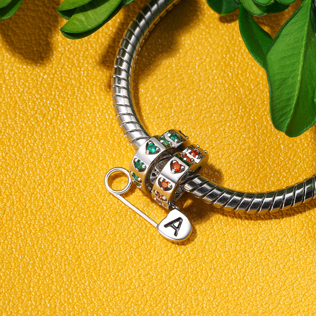 Gnoce Personalized Letter Pin Heart Birthstone Charm_4