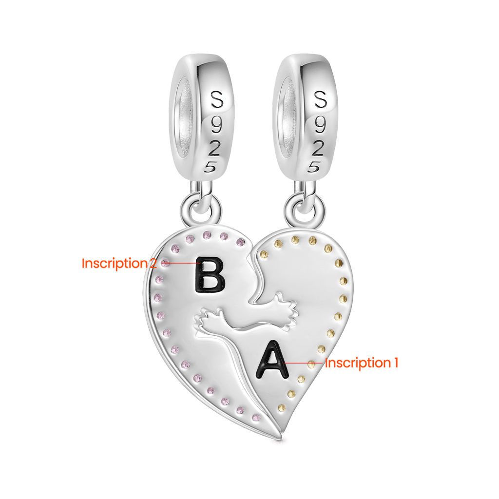 Gnoce Personalized Hug Stitched Heart Pendant Dangle Charm_3