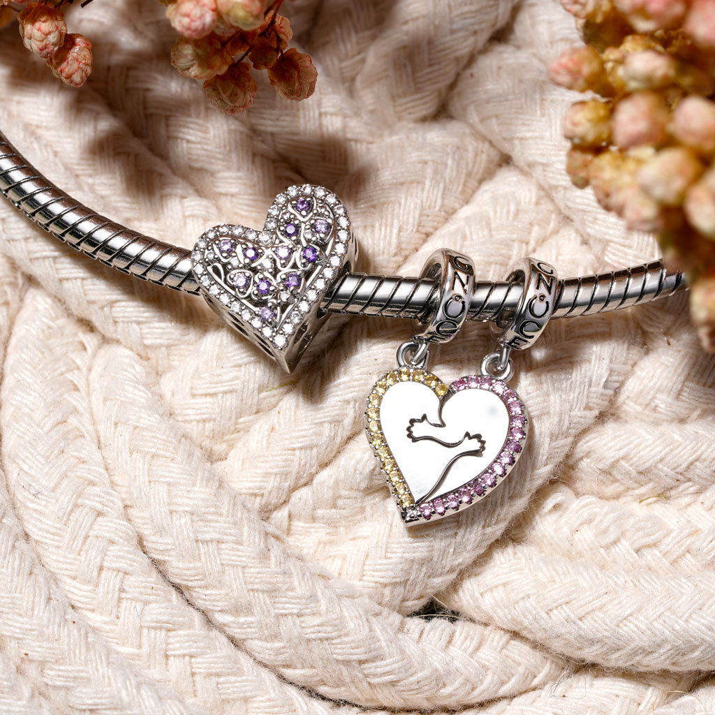 Gnoce Personalized Hug Stitched Heart Pendant Dangle Charm_6