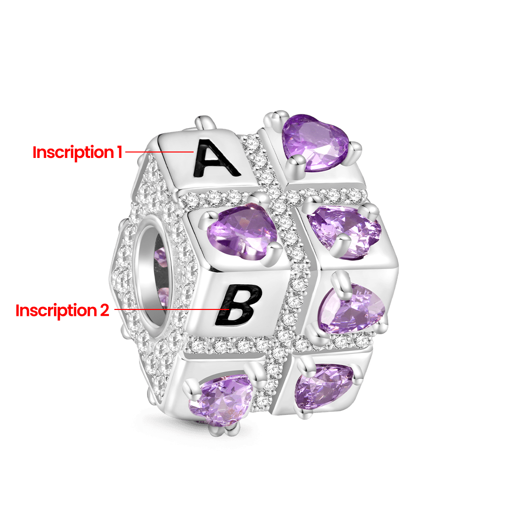 Gnoce Engravable Favours Of Love Square Dice Charm_2