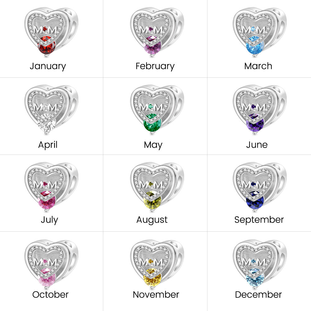 Gnoce Mother's Day Heart Birthstone Personalized Photo Charm_4