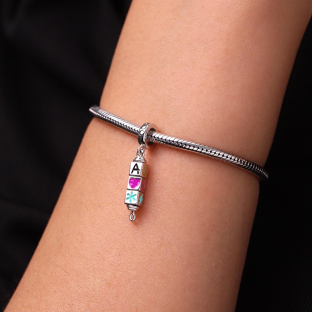 Gnoce Personalized 3-Block Rotating Digital Pendant Dangle Charm_6