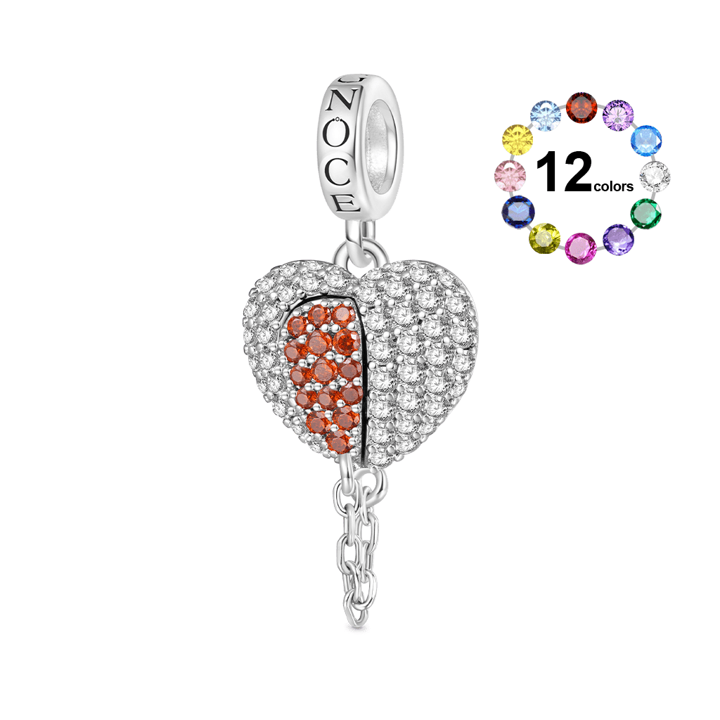 Gnoce Valentine's Day Broken Birthstone Heart Pendant Dangle Charm_2