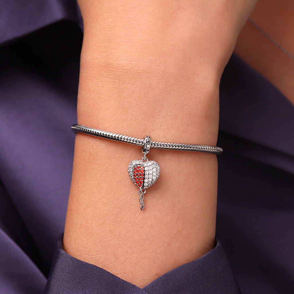 Gnoce Valentine's Day Broken Birthstone Heart Pendant Dangle Charm_6