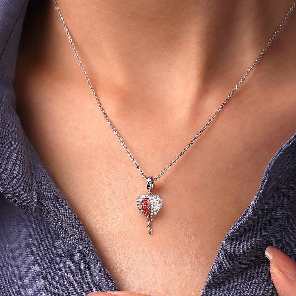 Gnoce Valentine's Day Broken Birthstone Heart Pendant Dangle Charm_7