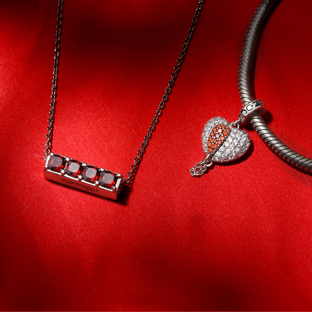 Gnoce Valentine's Day Broken Birthstone Heart Pendant Dangle Charm_4