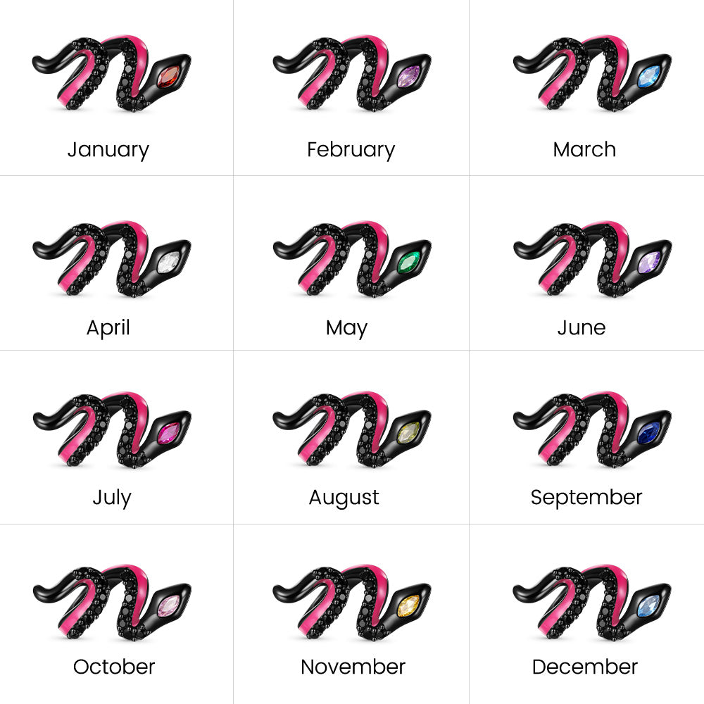 Gnoce Luminous Black Snake Birthstone Charm_4