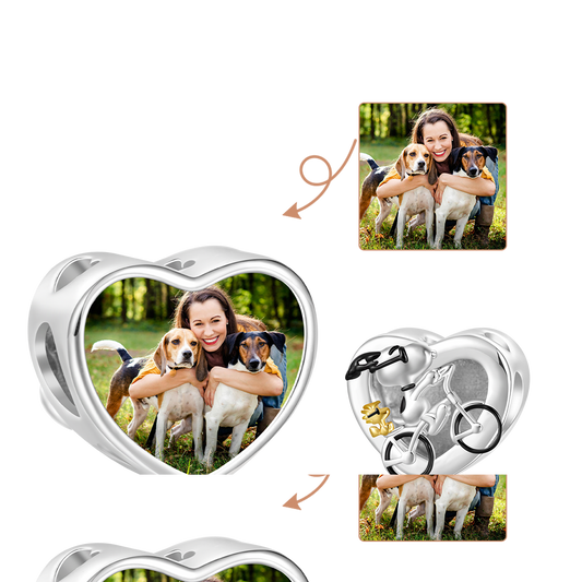 Gnoce Peanuts Woodstock & Snoopy Riding Bike Photo Charm_1