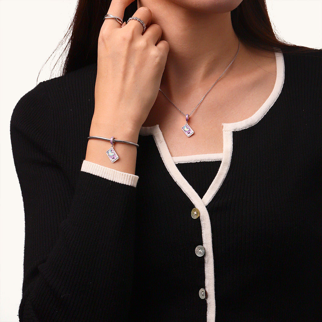 Gnoce Purple Moon Tarot Card Pendant Dangle Charm_4