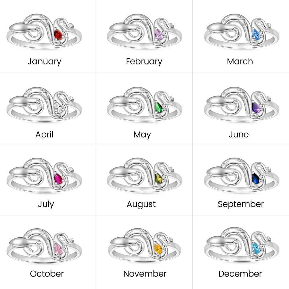 Gnoce Zodiac Snake Birthstone Ring_6
