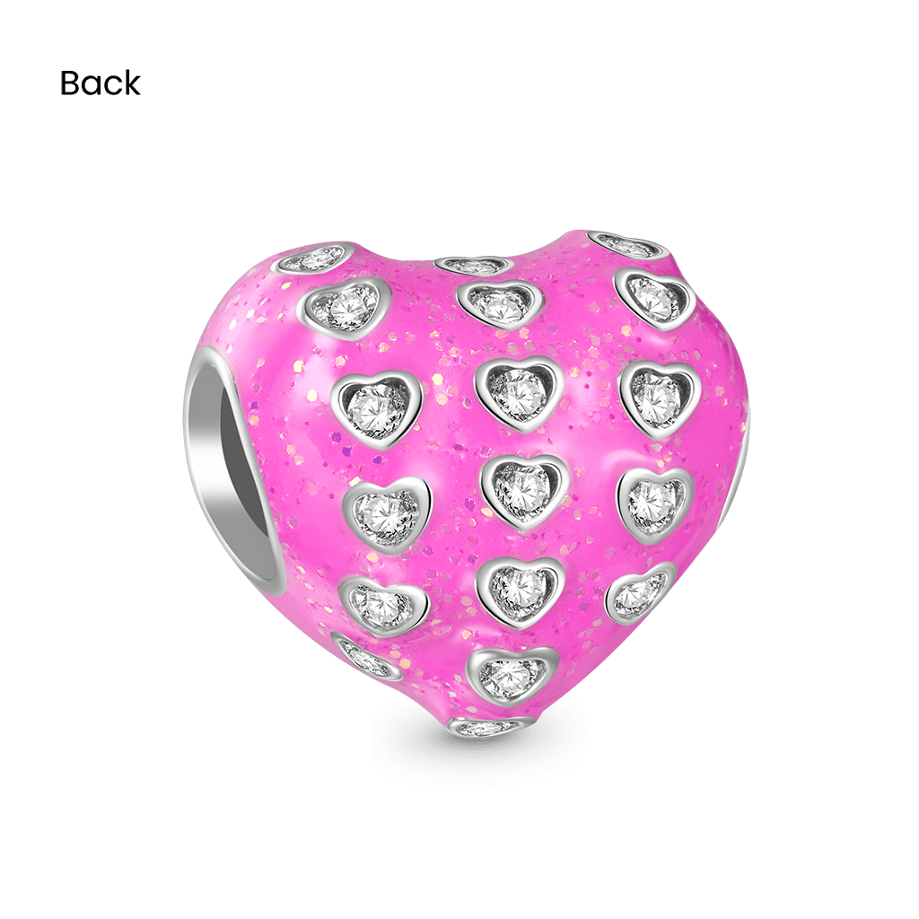 Gnoce Pink Valentine's Day Pave Gemstone Heart Charm_2