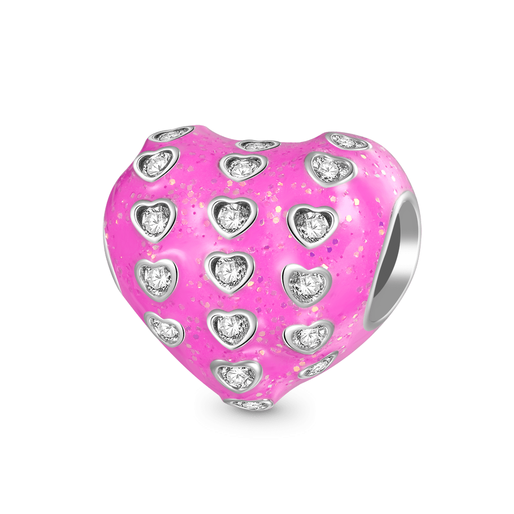 Gnoce Pink Valentine's Day Pave Gemstone Heart Charm_1