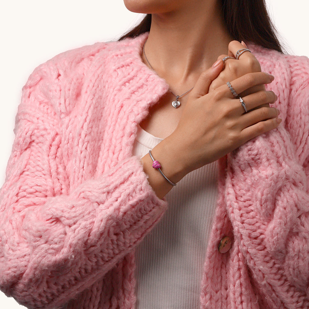 Gnoce Pink Valentine's Day Pave Gemstone Heart Charm_4