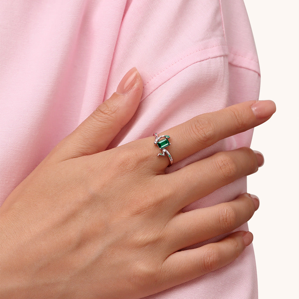 Gnoce Zodiac Snake Green Spinel Promise Rings_4