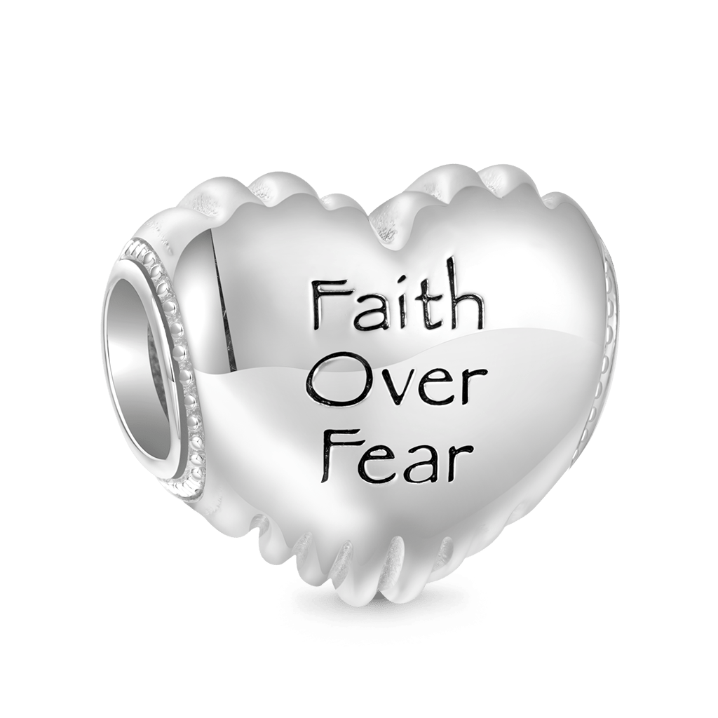 Gnoce Religious Cross 'Faith Over Fear' Heart Birthstone Charm_2