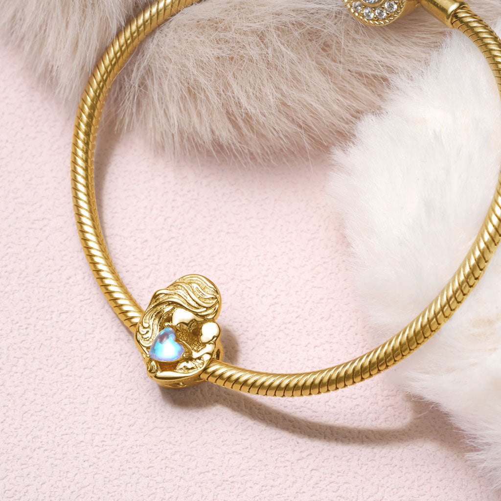 Gnoce 18k Gold Plated Mother & Child Moonstone Charm_3