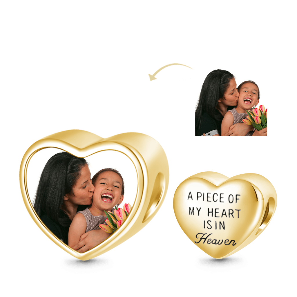 Gnoce 18k Gold Plated Love Forever Heart Personalized Photo Charm_1