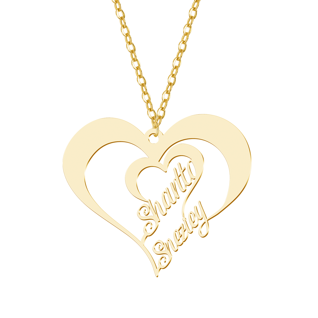 Gnoce Valentine's Day Personalized Heart Couple Name Necklace_1