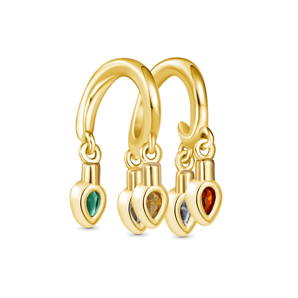 Gnoce 18k Gold Plated Christmas Candle Pear Birthstone Lights Charm_3