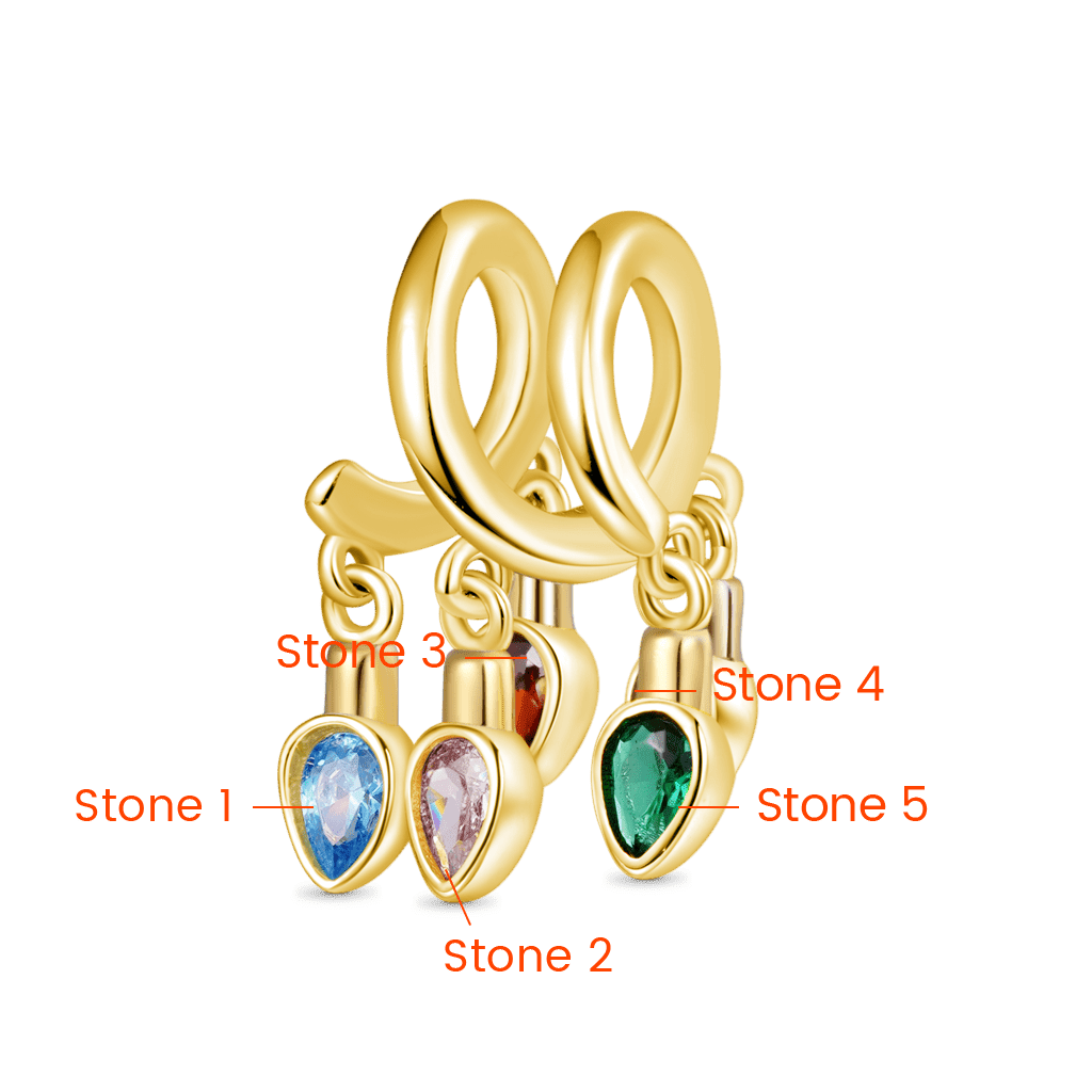 Gnoce 18k Gold Plated Christmas Candle Pear Birthstone Lights Charm_4