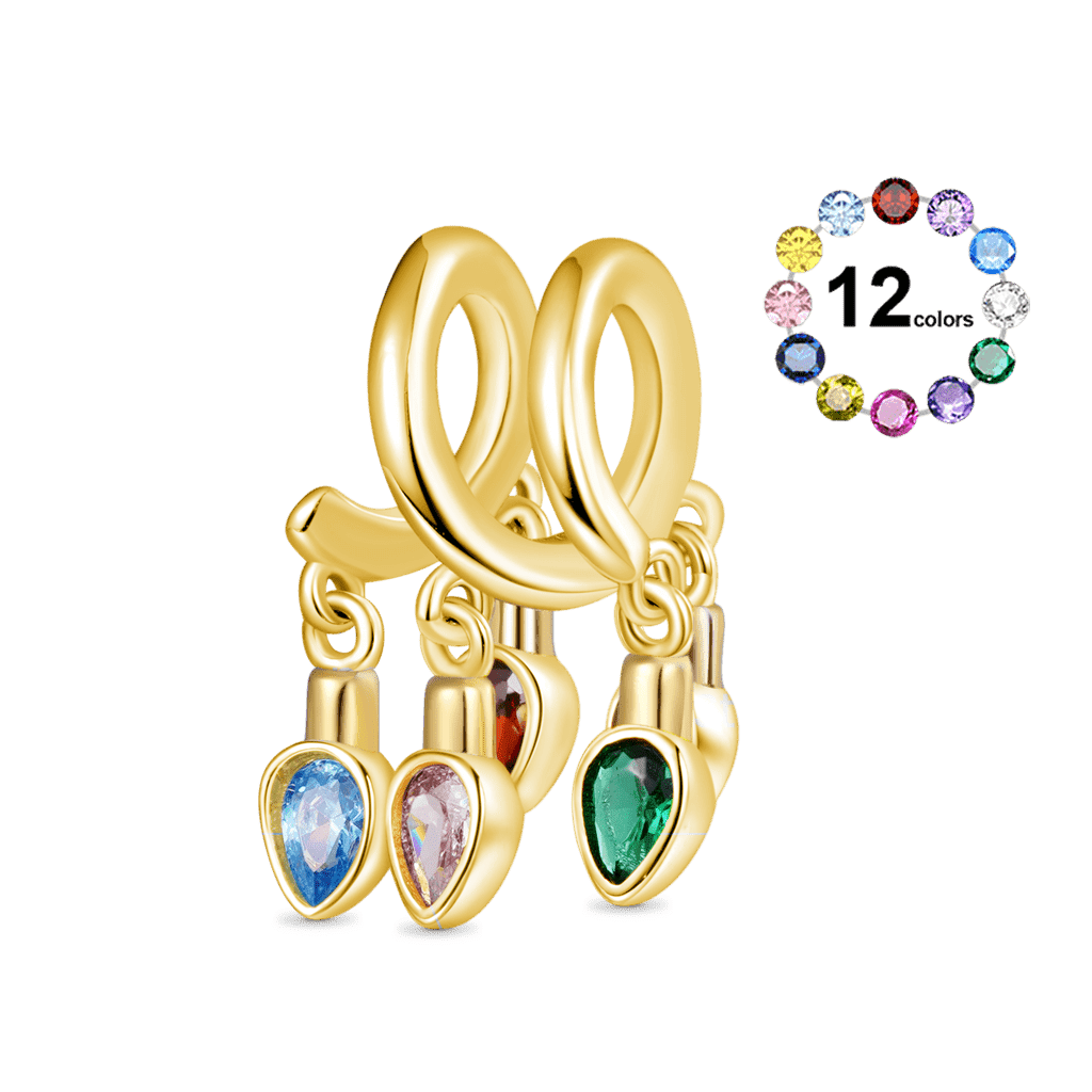 Gnoce 18k Gold Plated Christmas Candle Pear Birthstone Lights Charm_2