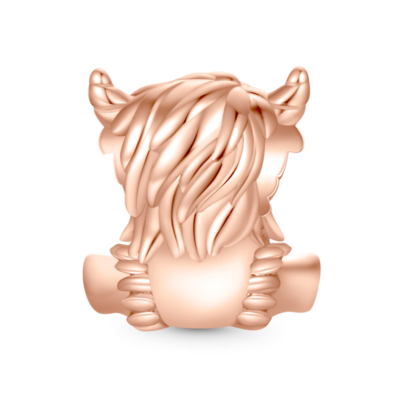 Gnoce Rose Gold Scottish Highland Cow Charm_2
