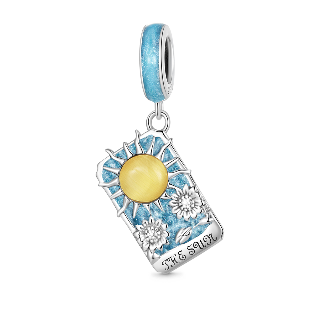 Gnoce Blue Tarot Card Sun Pendant Dangle Charm_1