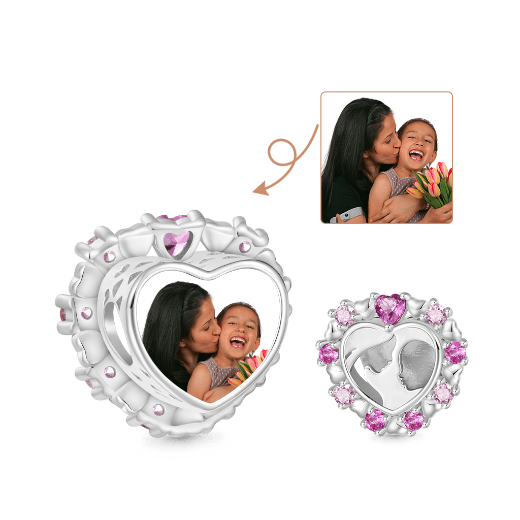 Gnoce Mother & Baby Heart Personalized Photo Charm_1