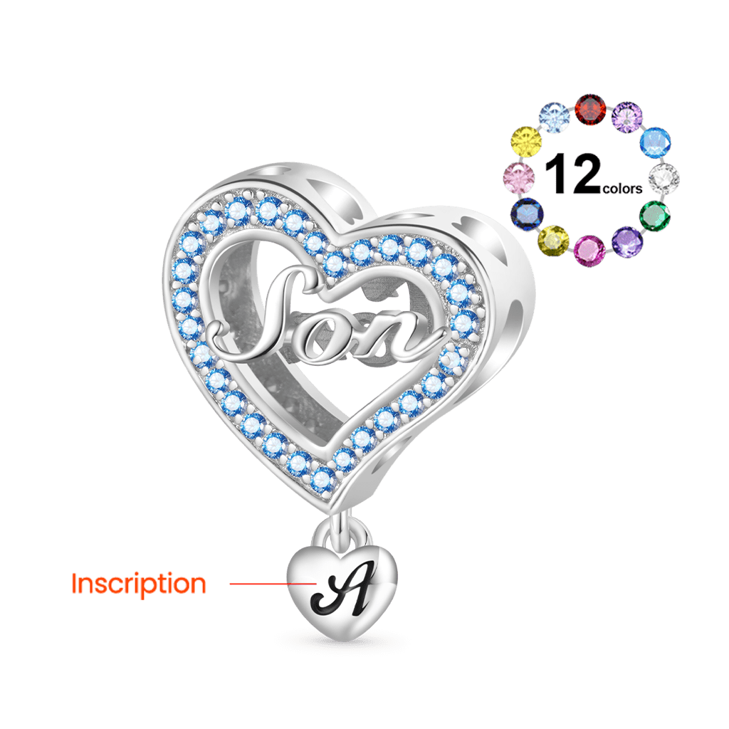Gnoce Family Members - Son Personalized Heart Charm_2