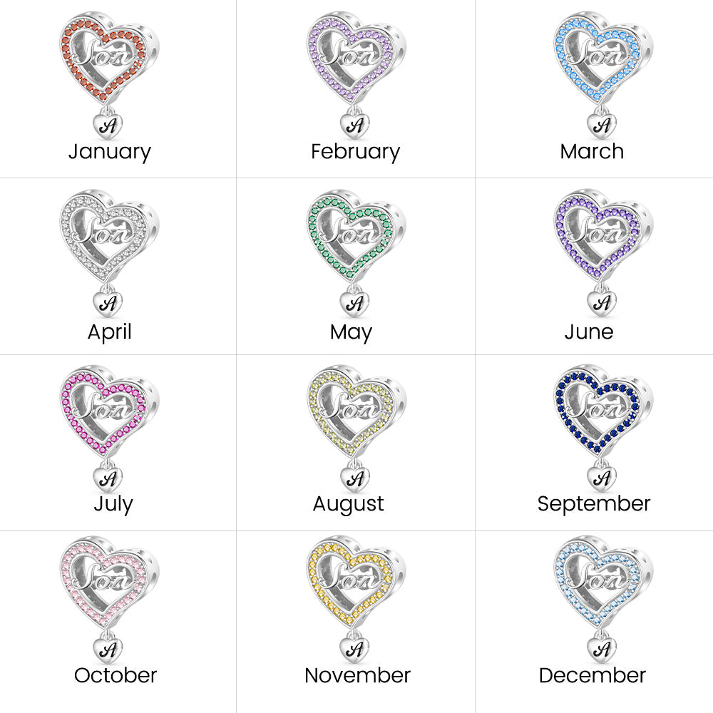 Gnoce Family Members - Son Personalized Heart Charm_4