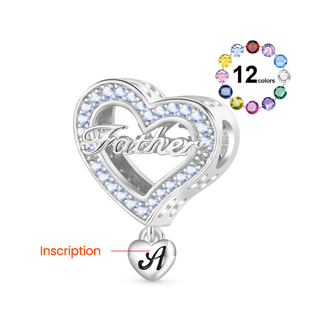Gnoce Family Members - Father Personalized Heart Charm_2