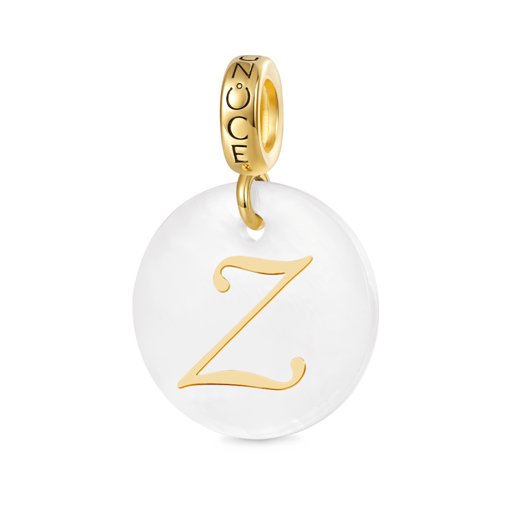 Gnoce Natural Freshwater Shell Round Gold 26 Letters Pendant Dangle Charm_4