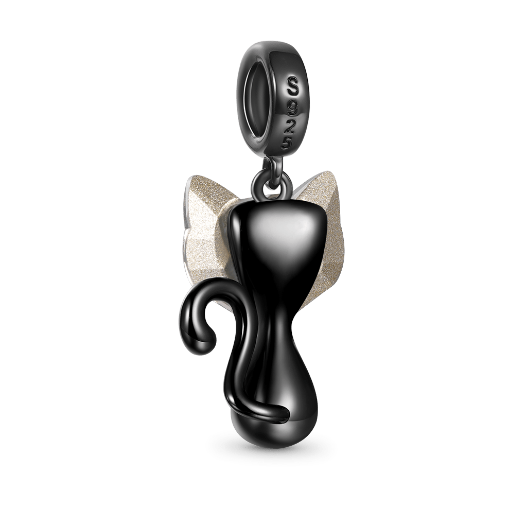 Gnoce Mystic Crystal Black Cat Pendant Dangle Charm_2